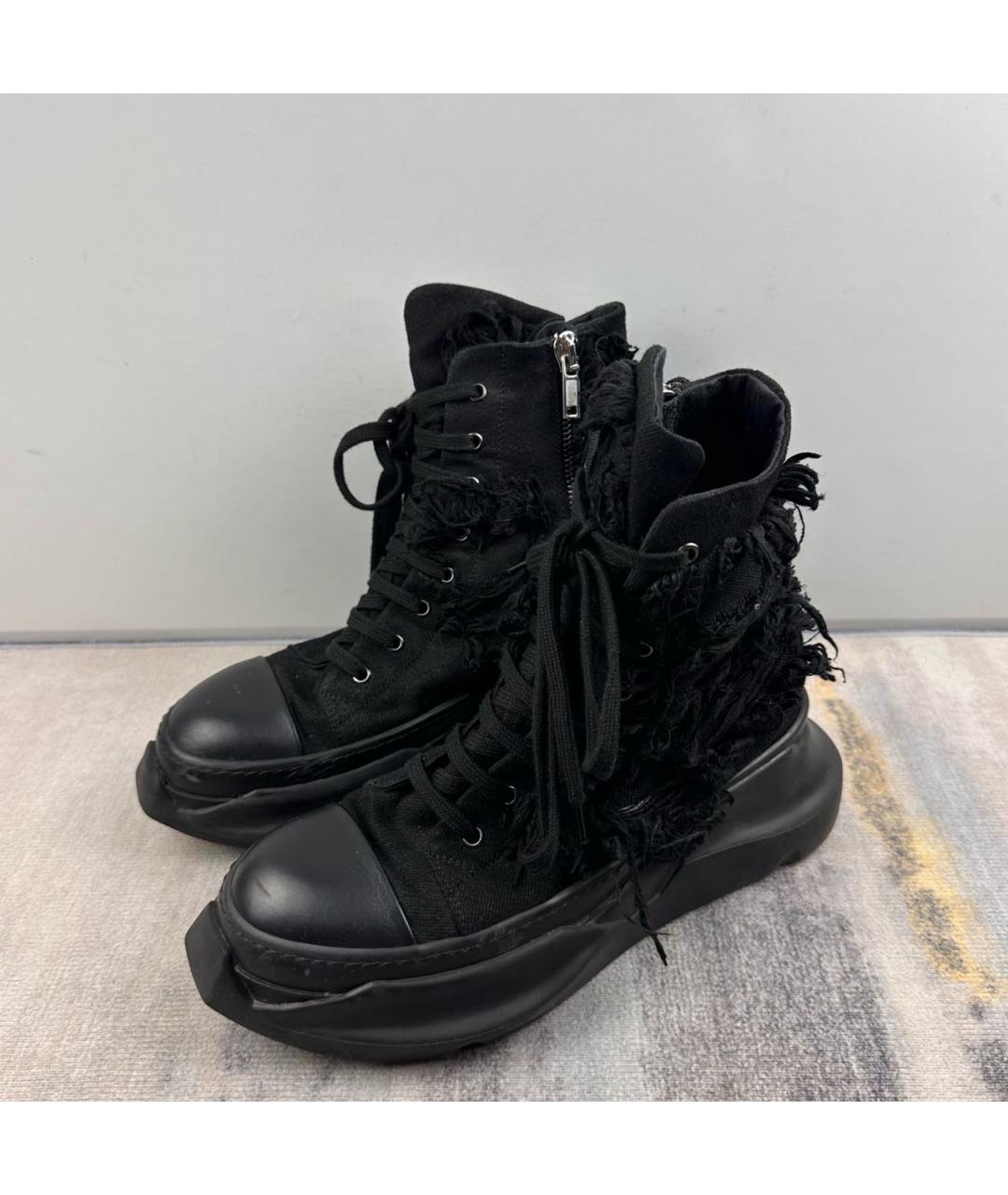 RICK OWENS DRKSHDW Черные текстильные высокие кроссовки / кеды, фото 2