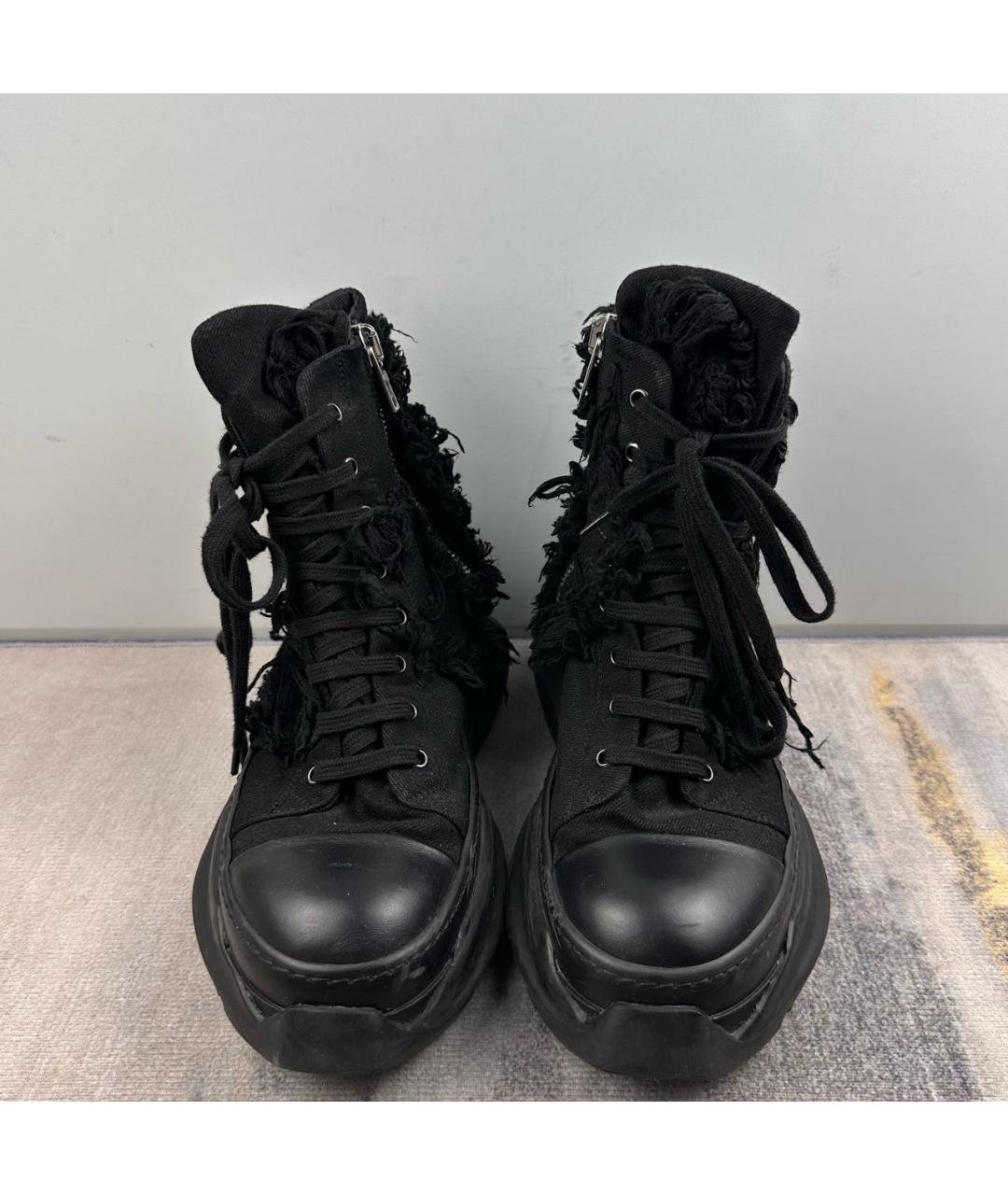 RICK OWENS DRKSHDW Черные текстильные высокие кроссовки / кеды, фото 3