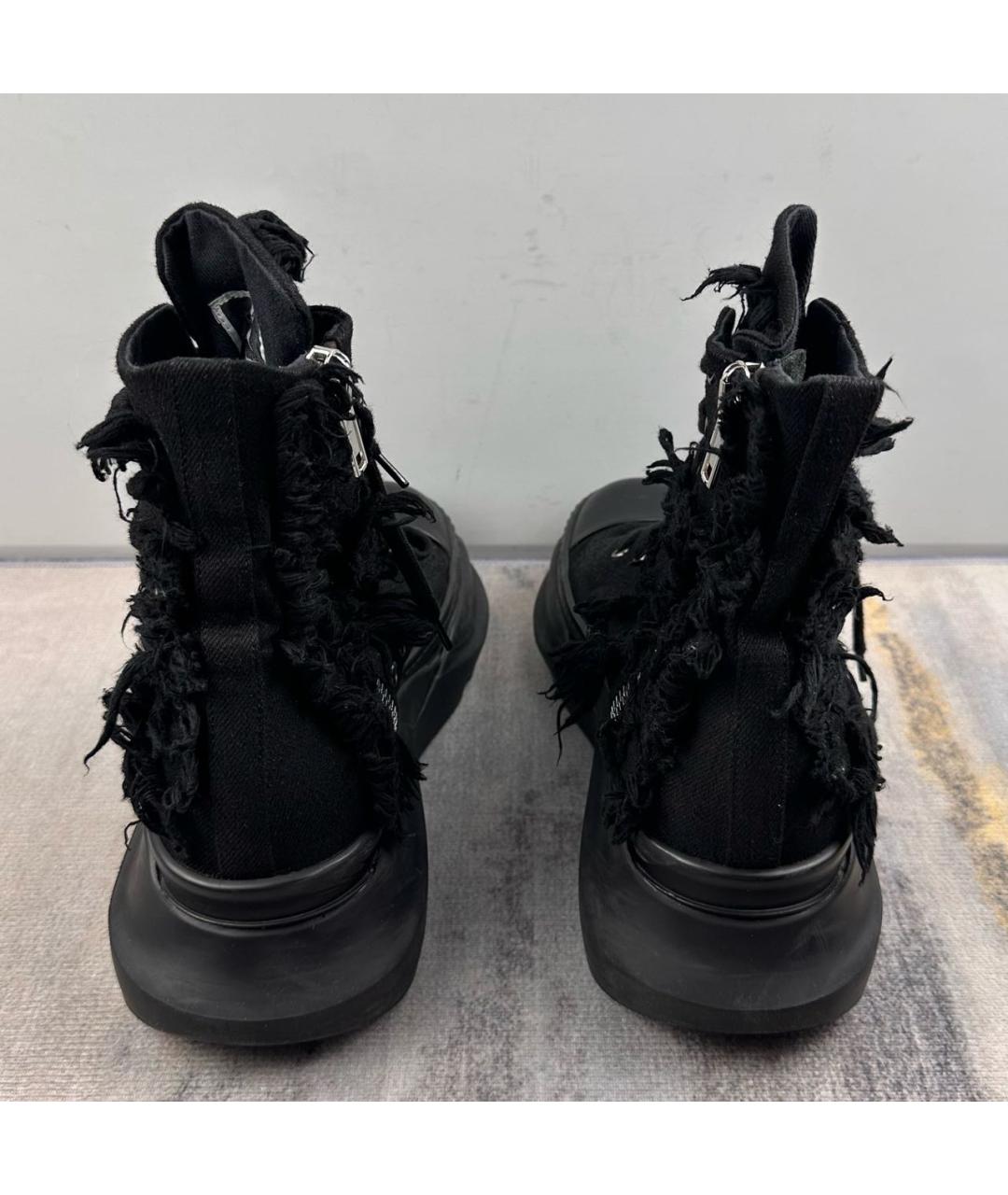 RICK OWENS DRKSHDW Черные текстильные высокие кроссовки / кеды, фото 5