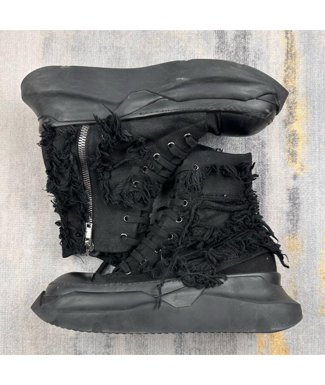 RICK OWENS DRKSHDW Черные текстильные высокие кроссовки / кеды, фото 9