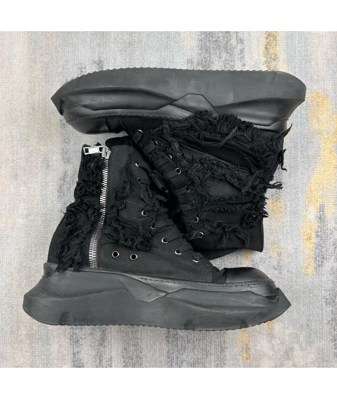 RICK OWENS DRKSHDW Черные текстильные высокие кроссовки / кеды, фото 4