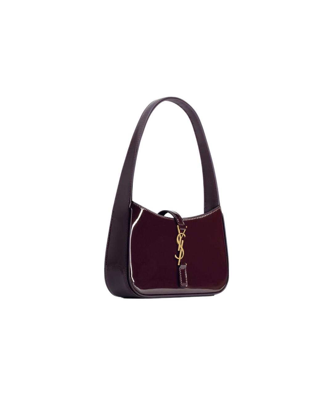 SAINT LAURENT Бордовая кожаная сумка через плечо, фото 2