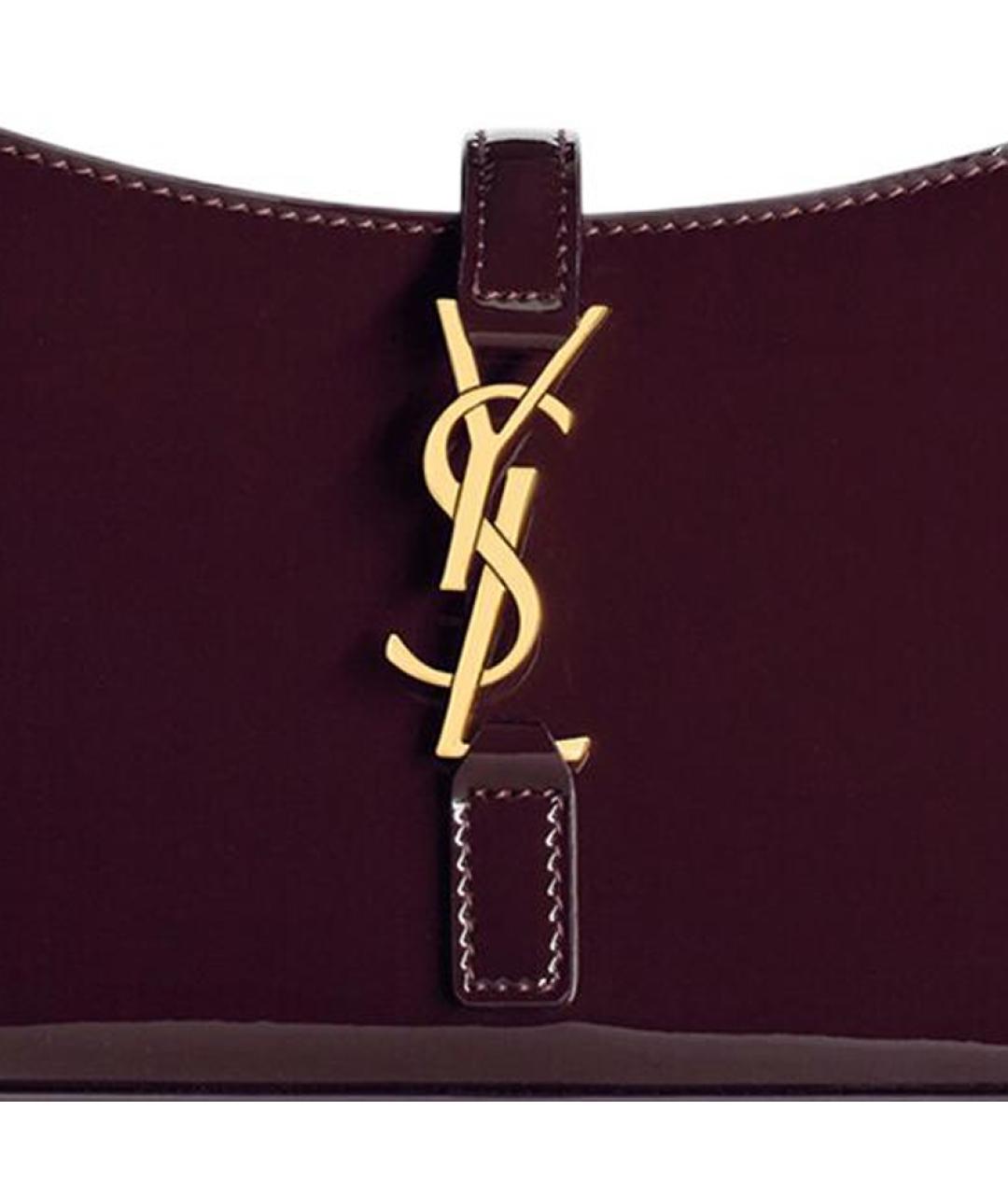 SAINT LAURENT Бордовая кожаная сумка через плечо, фото 5
