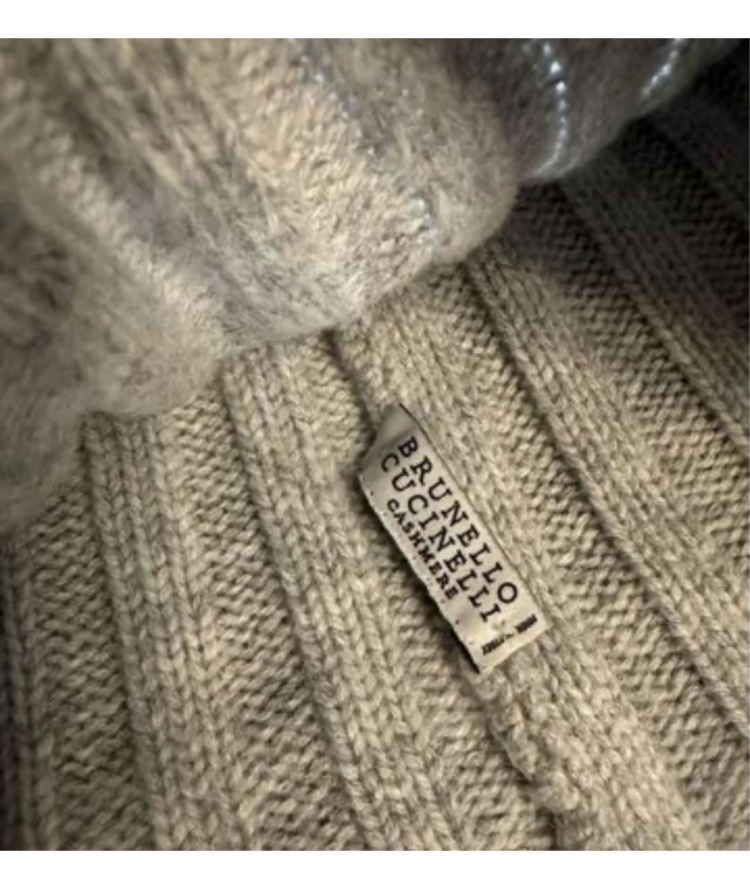 BRUNELLO CUCINELLI Бежевая кашемировая шапка, фото 3