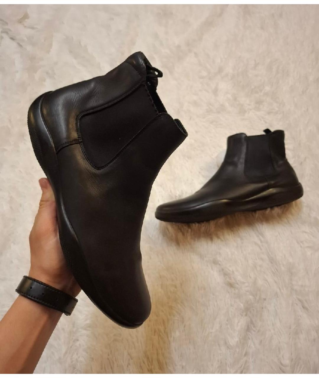 PRADA Черные кожаные высокие ботинки, фото 5