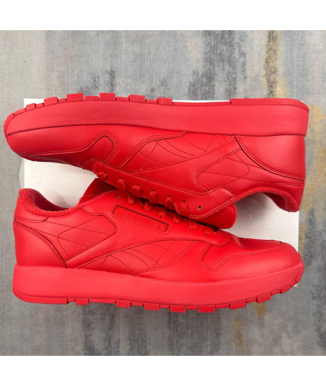 MAISON MARGIELA Красные кожаные низкие кроссовки / кеды, фото 4