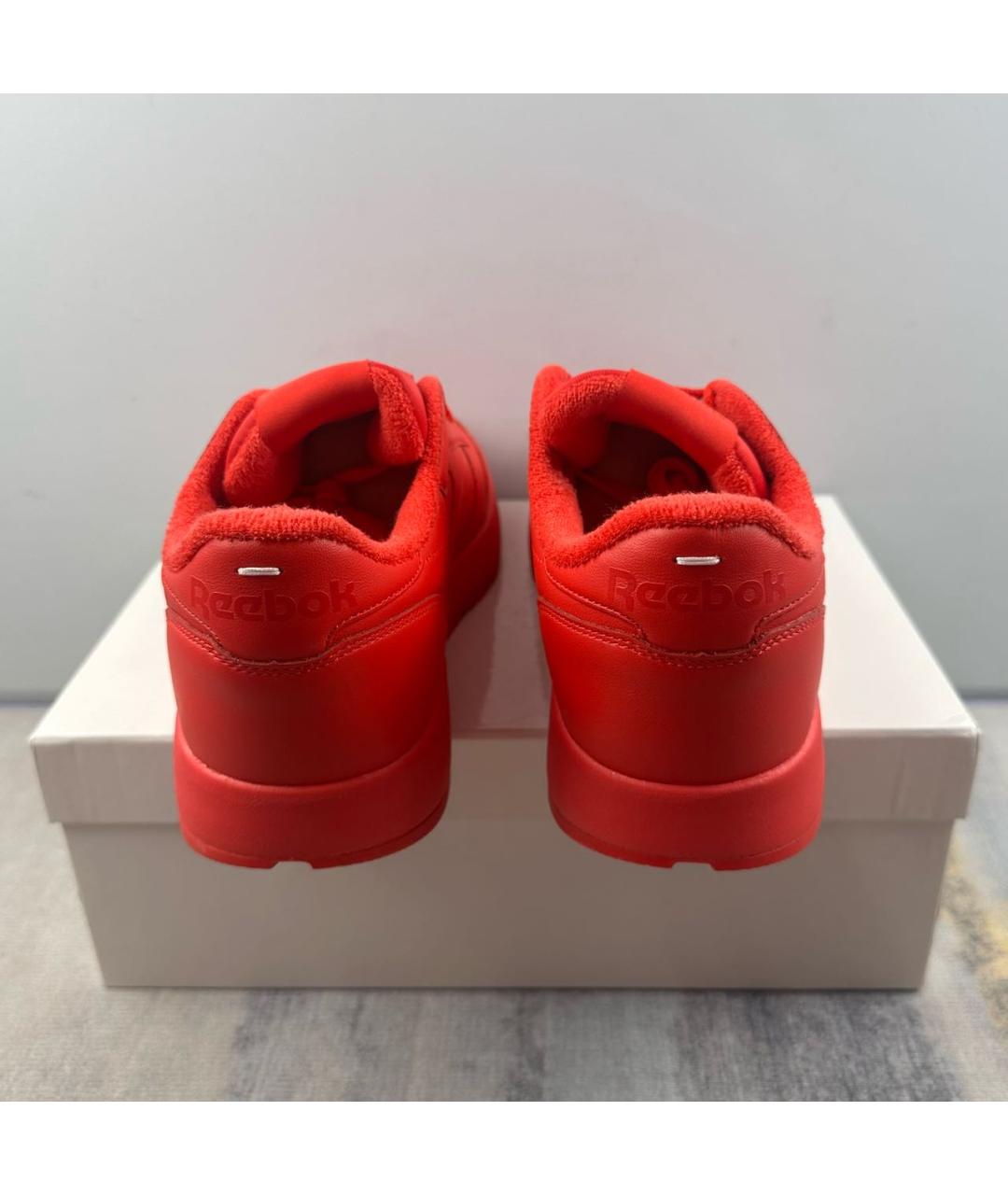 MAISON MARGIELA Красные кожаные низкие кроссовки / кеды, фото 5