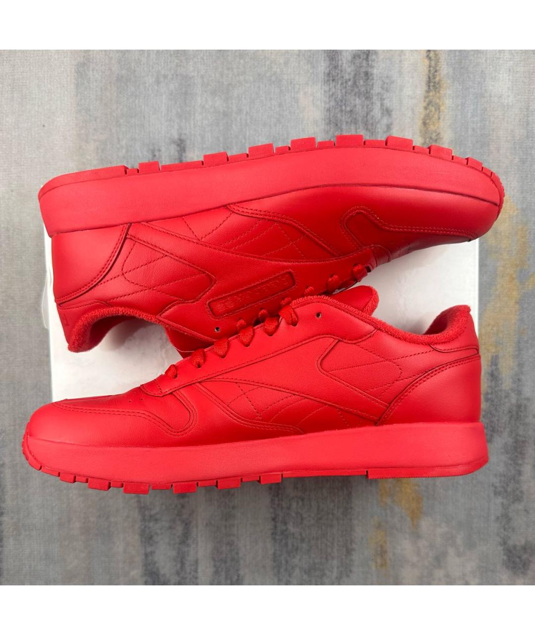MAISON MARGIELA Красные кожаные низкие кроссовки / кеды, фото 9