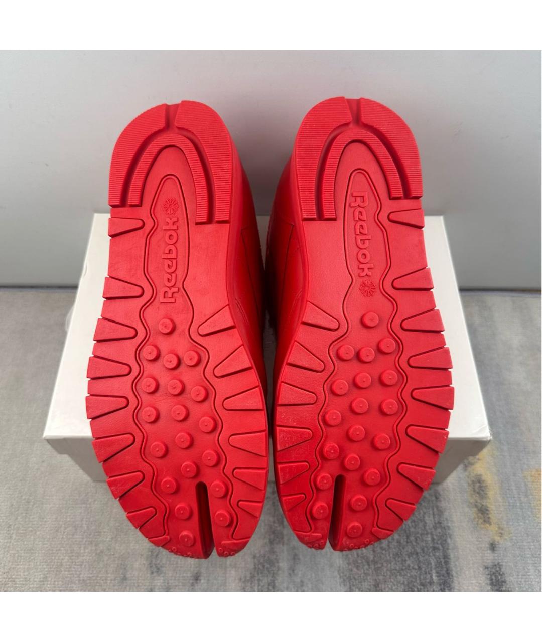 MAISON MARGIELA Красные кожаные низкие кроссовки / кеды, фото 6