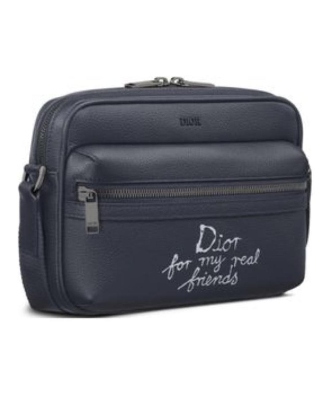 CHRISTIAN DIOR Темно-синяя кожаная сумка на плечо, фото 2