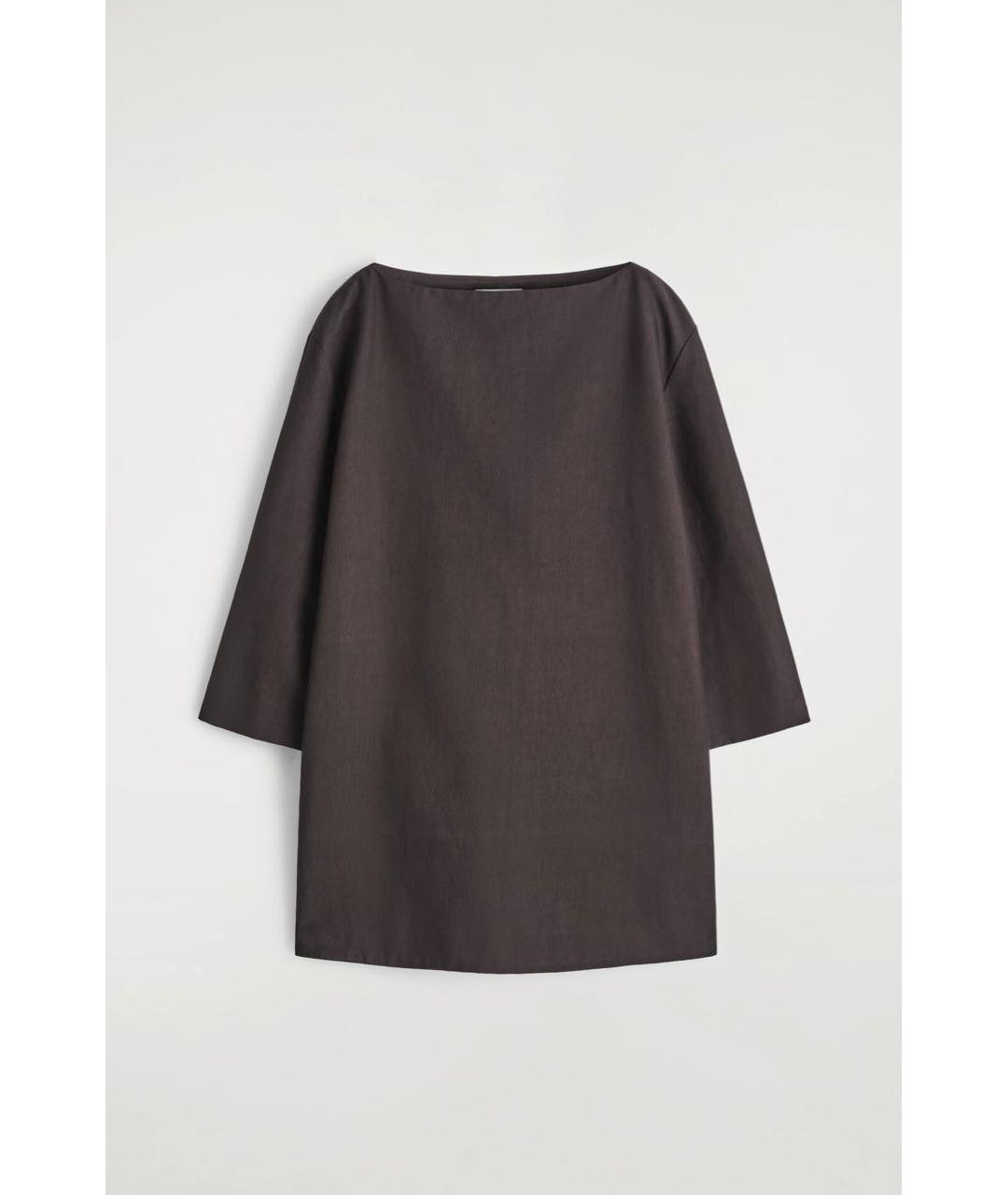COS Коричневое хлопковое повседневное платье, фото 7