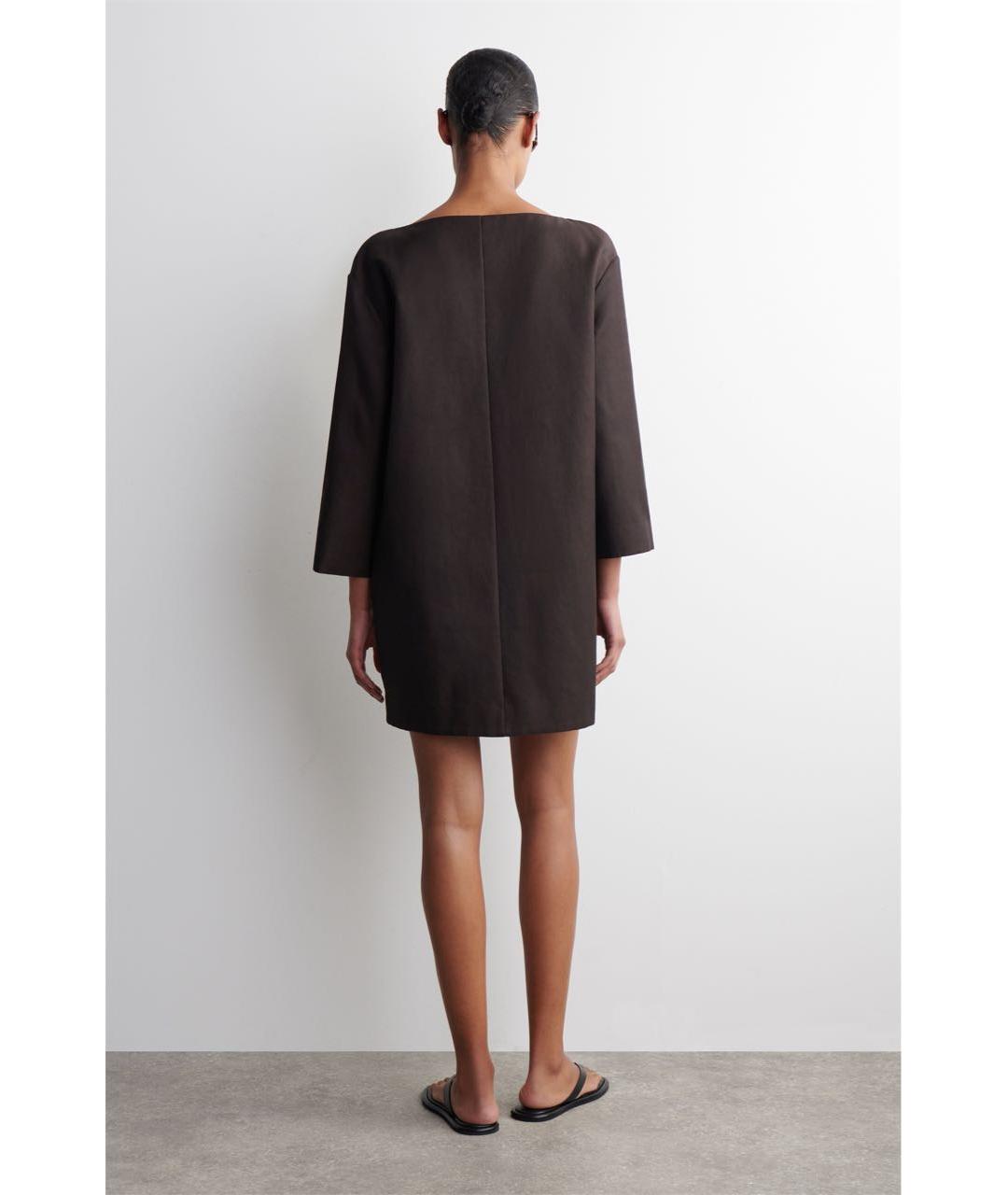 COS Коричневое хлопковое повседневное платье, фото 6