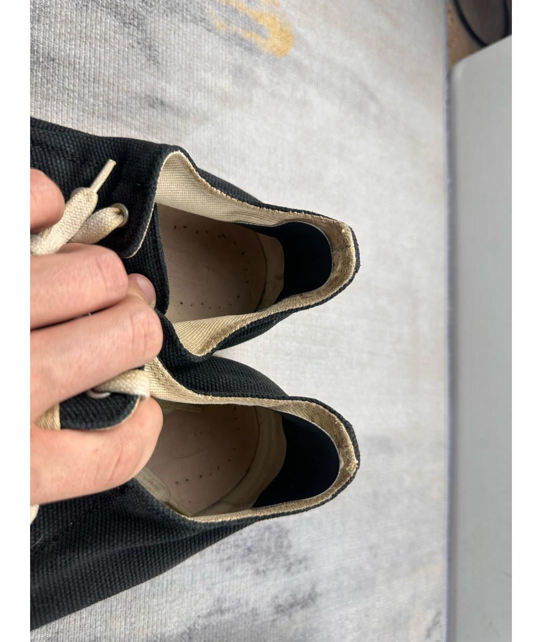 RICK OWENS Черные текстильные низкие кроссовки / кеды, фото 7