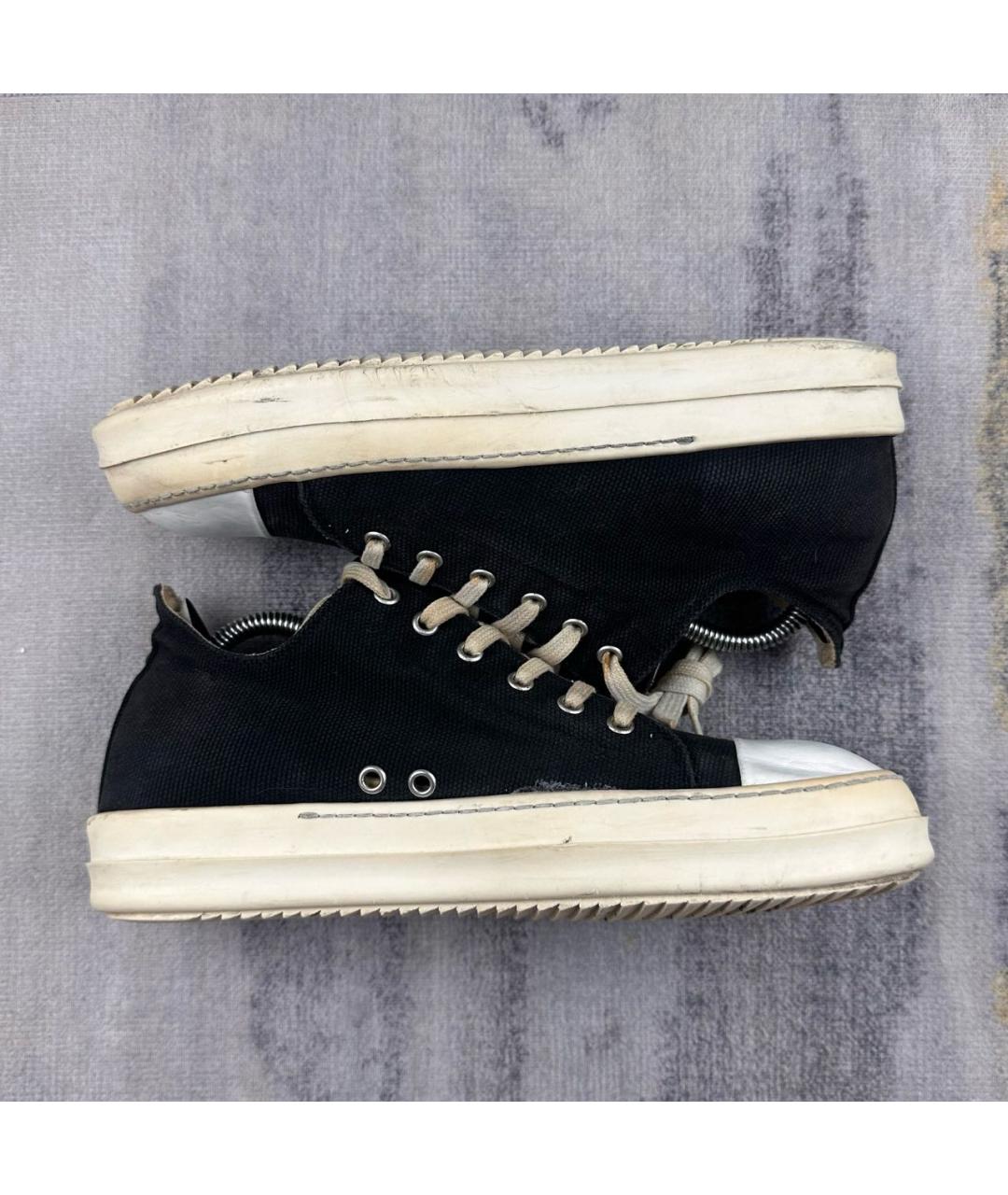 RICK OWENS Черные текстильные низкие кроссовки / кеды, фото 4