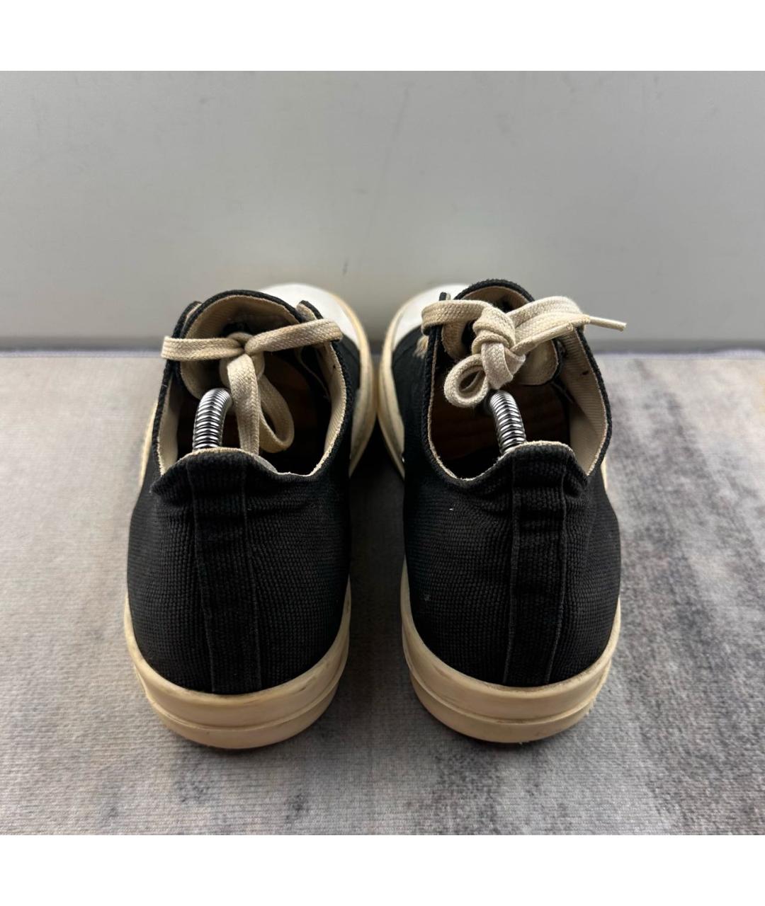 RICK OWENS Черные текстильные низкие кроссовки / кеды, фото 5