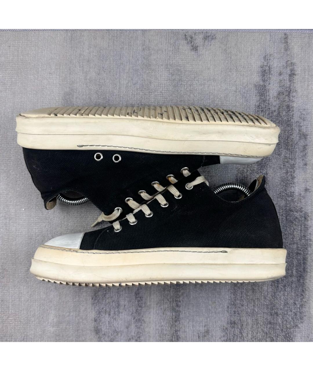 RICK OWENS Черные текстильные низкие кроссовки / кеды, фото 8