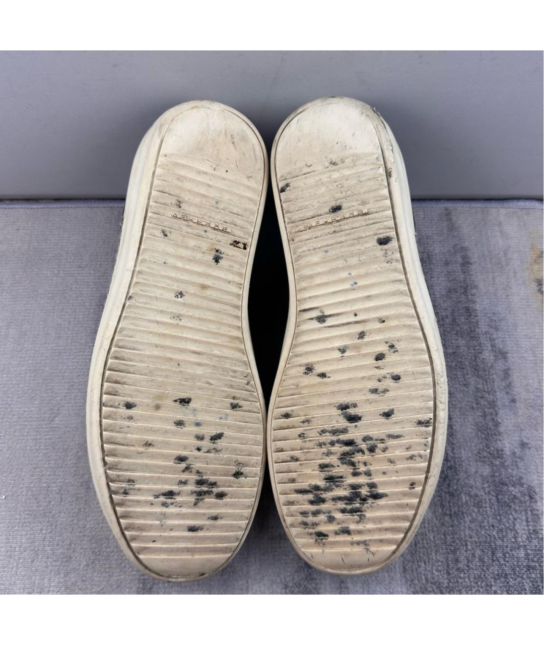 RICK OWENS Черные текстильные низкие кроссовки / кеды, фото 6