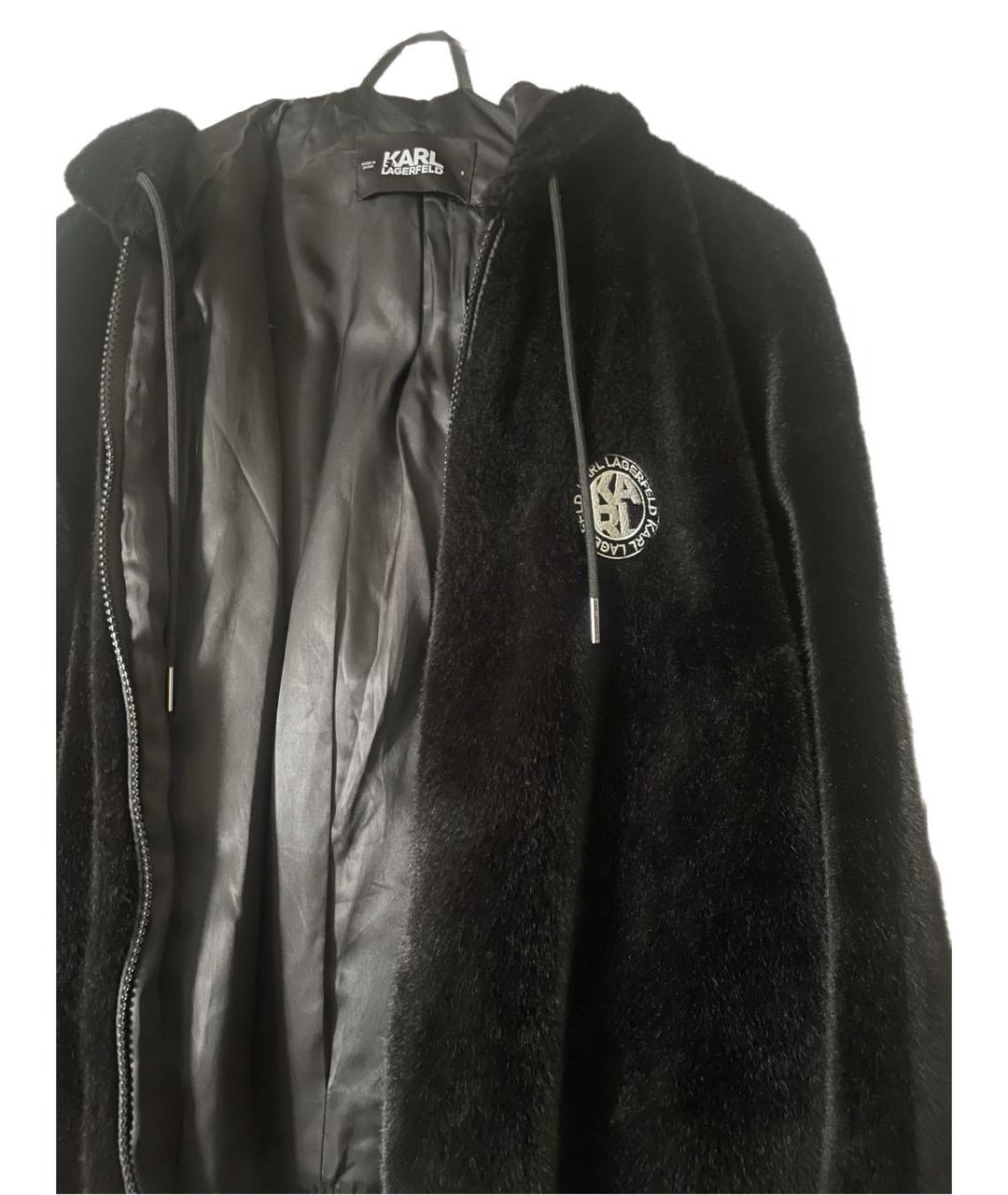 KARL LAGERFELD Черная полиэстеровая шуба, фото 2