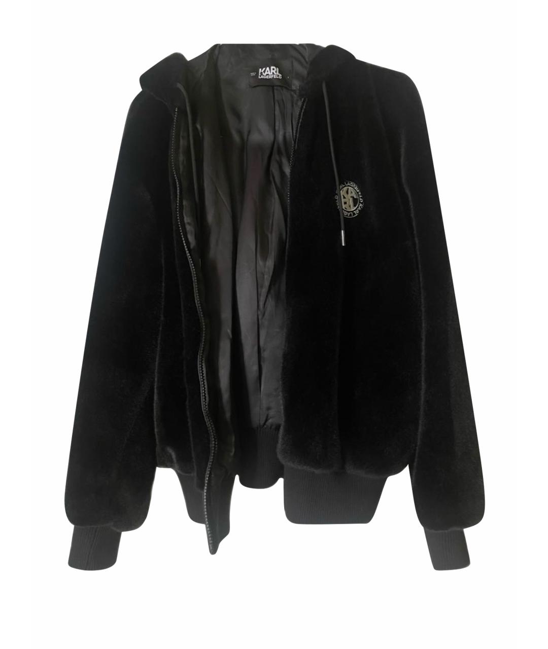 KARL LAGERFELD Черная полиэстеровая шуба, фото 1