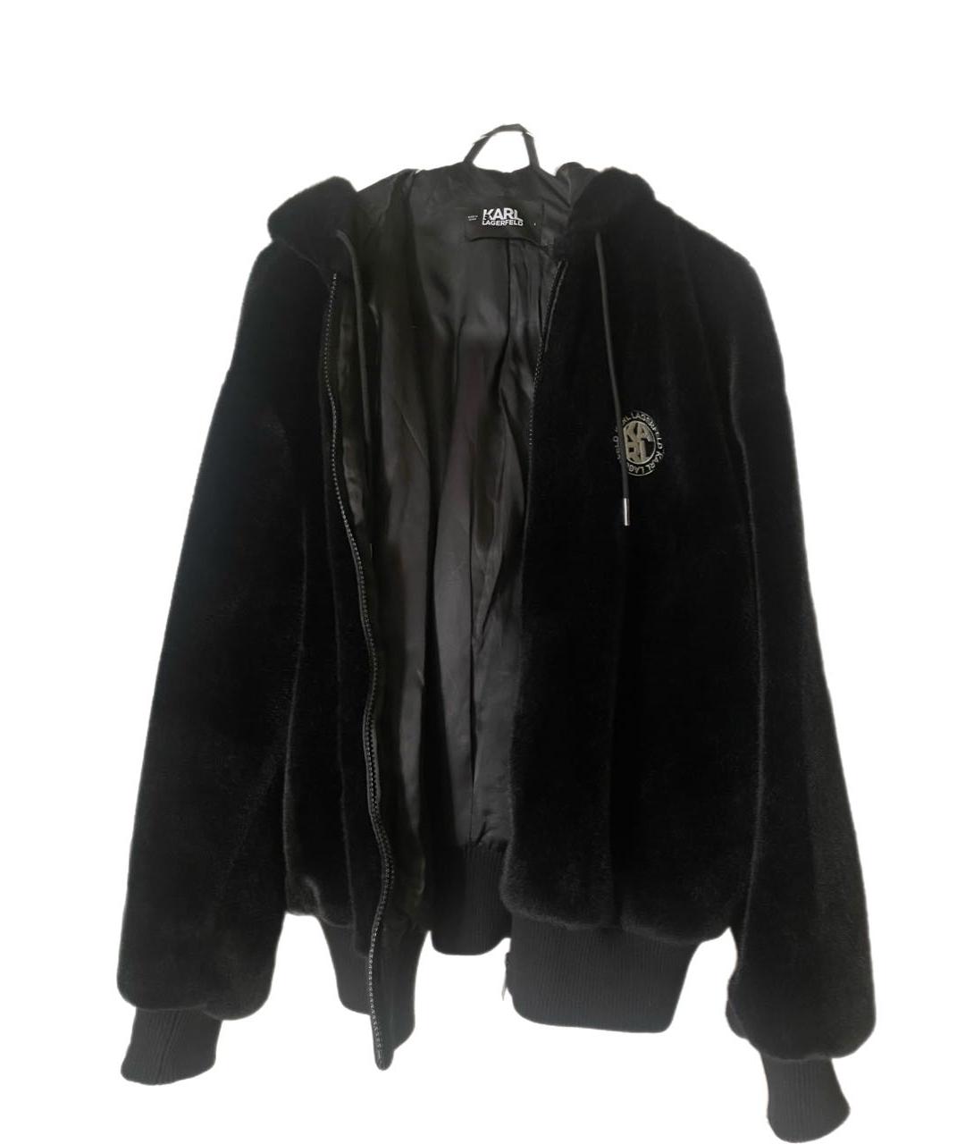 KARL LAGERFELD Черная полиэстеровая шуба, фото 3