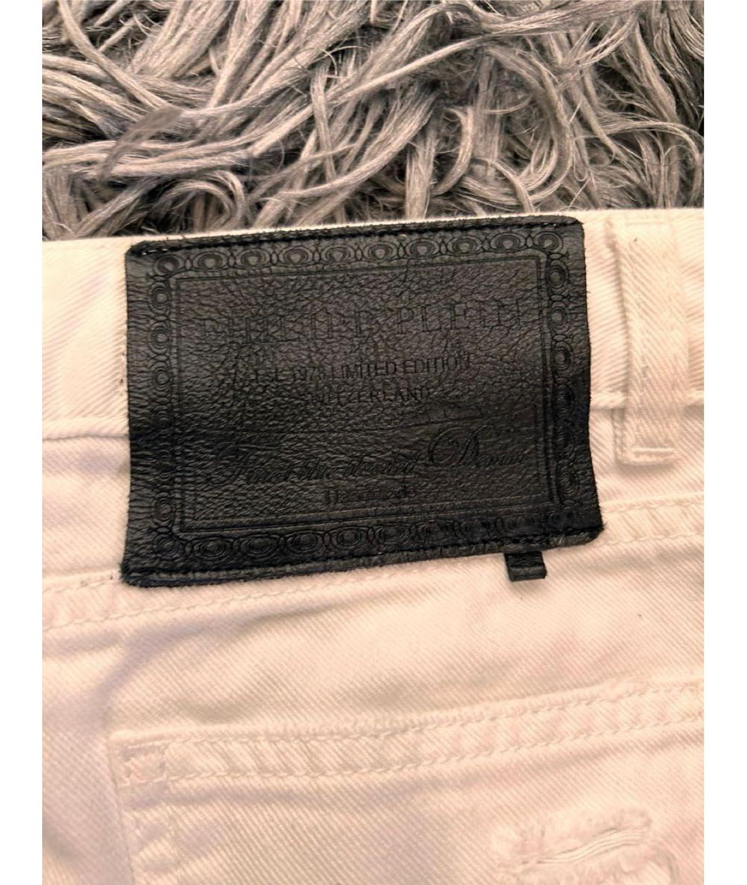 PHILIPP PLEIN Белые хлопковые прямые джинсы, фото 6