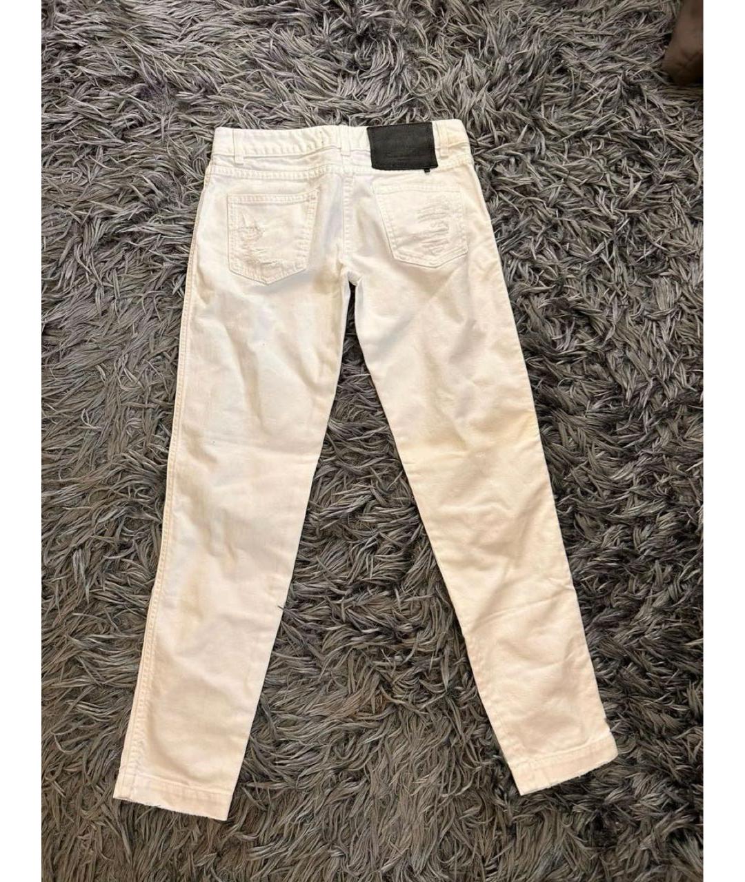 PHILIPP PLEIN Белые хлопковые прямые джинсы, фото 2