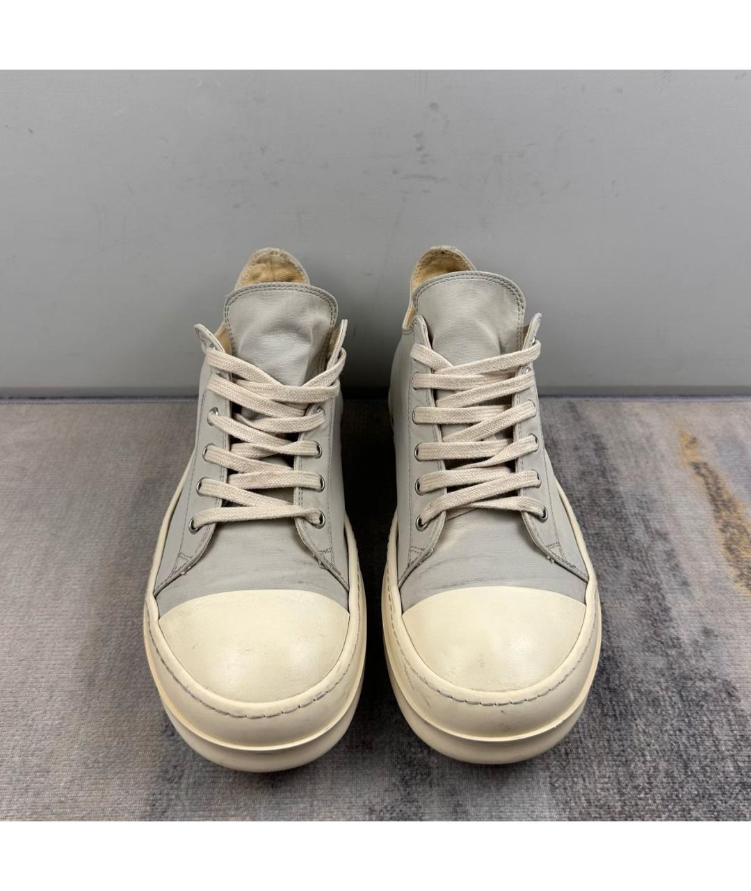 RICK OWENS Серые неопреновые низкие кроссовки / кеды, фото 3
