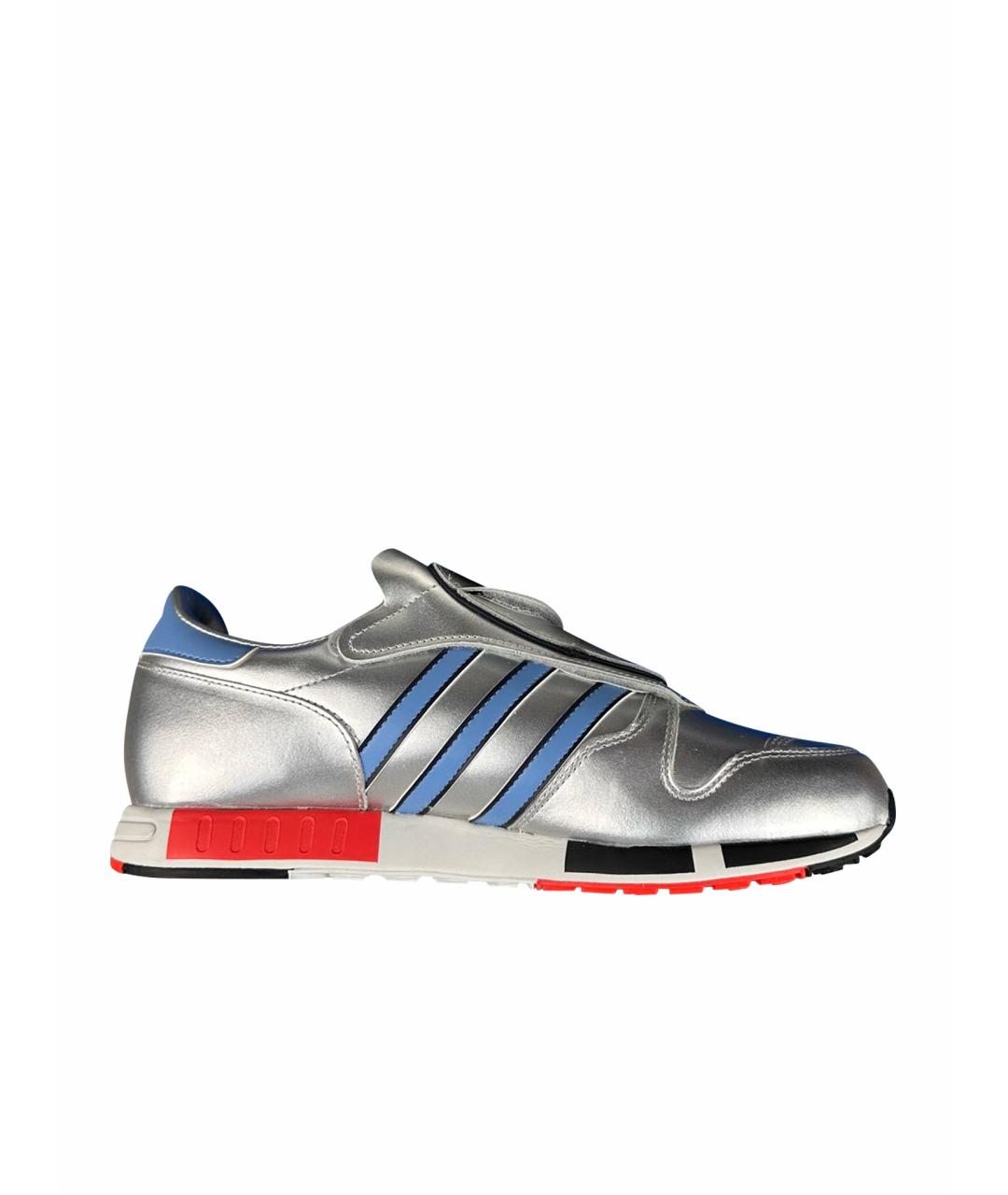 ADIDAS Серебряные кожаные низкие кроссовки / кеды, фото 1