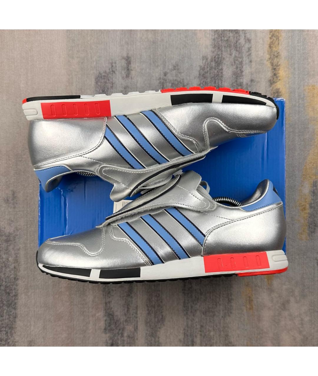 ADIDAS Серебряные кожаные низкие кроссовки / кеды, фото 3