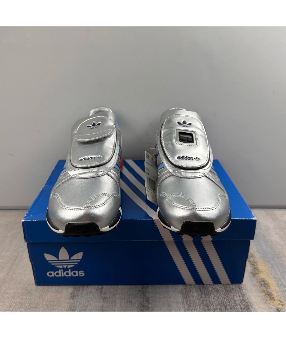 ADIDAS Серебряные кожаные низкие кроссовки / кеды, фото 2