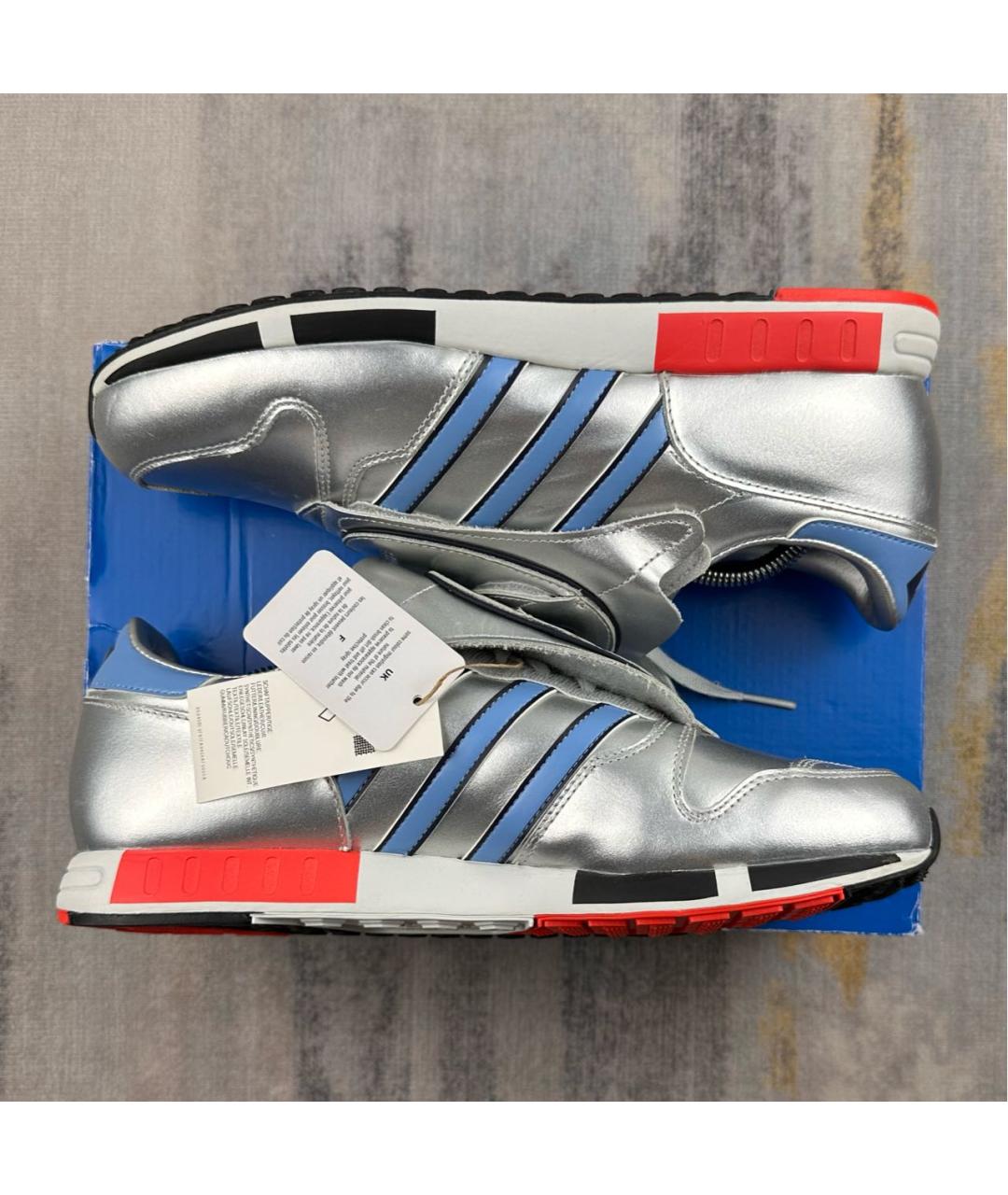 ADIDAS Серебряные кожаные низкие кроссовки / кеды, фото 4