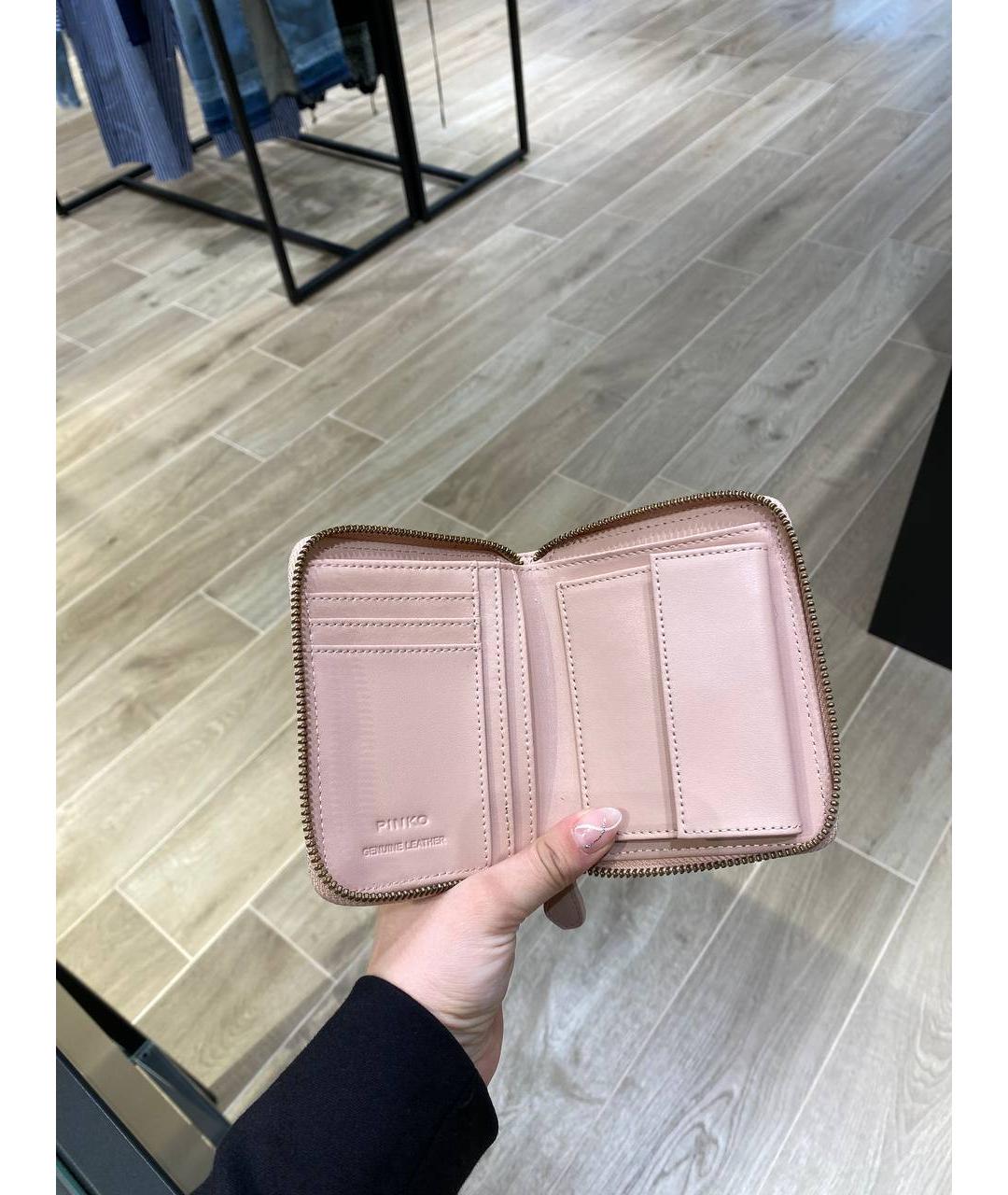 PINKO Розовый кожаный кошелек, фото 6