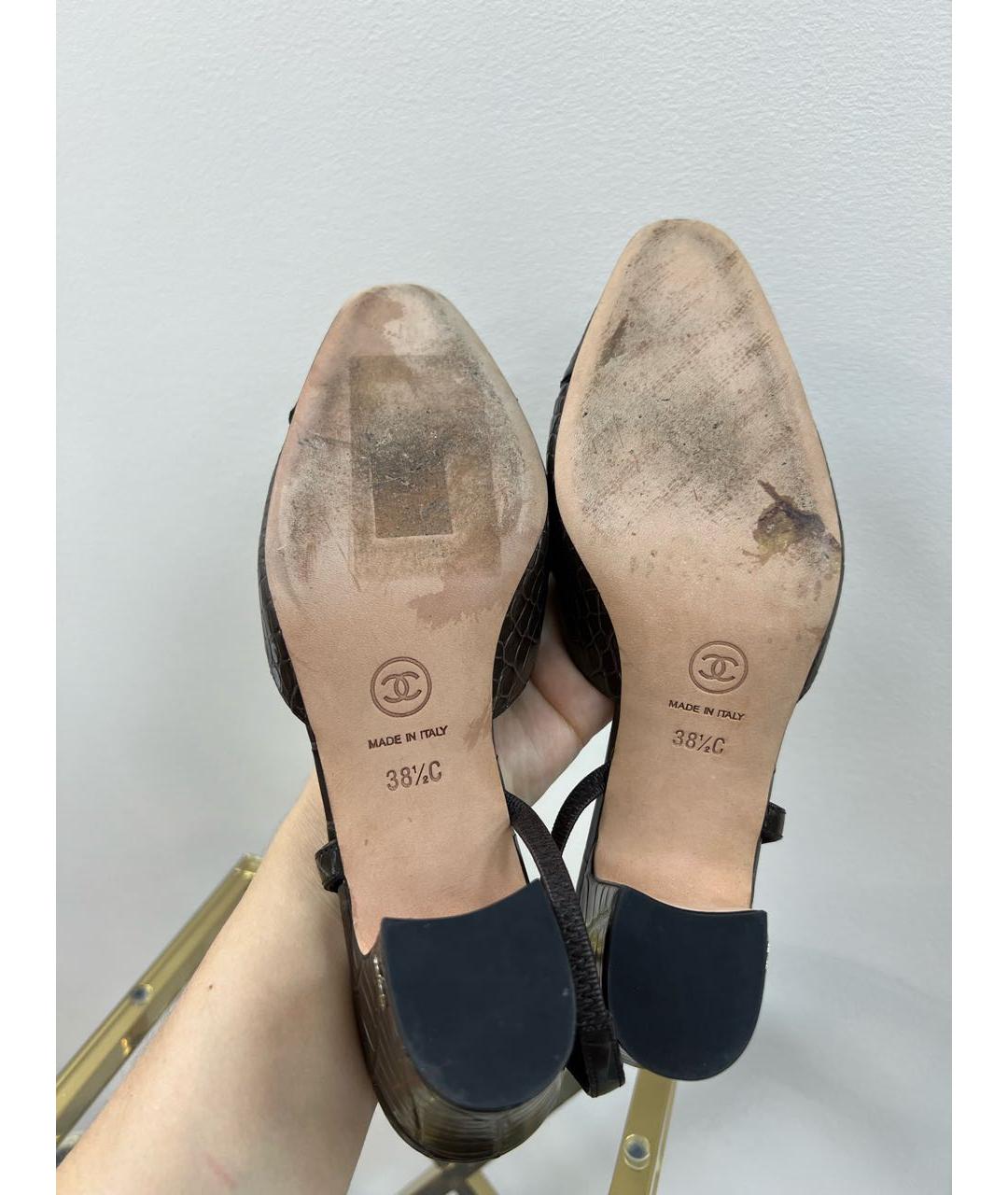 CHANEL Коричневые туфли из экзотической кожи, фото 6