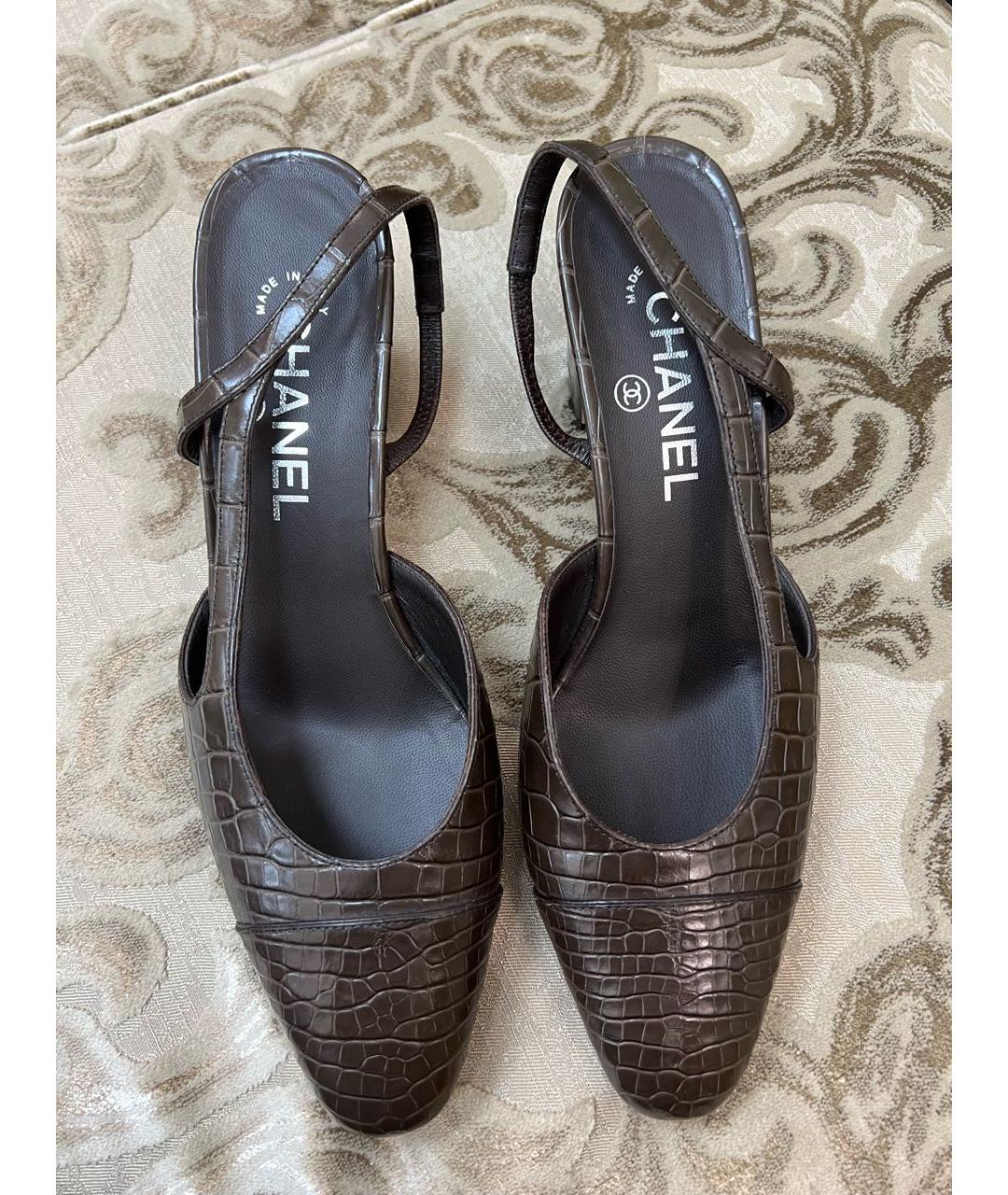 CHANEL Коричневые туфли из экзотической кожи, фото 3