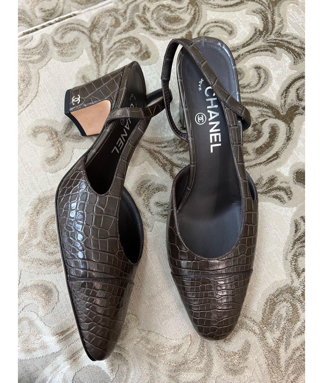 CHANEL Коричневые туфли из экзотической кожи, фото 9