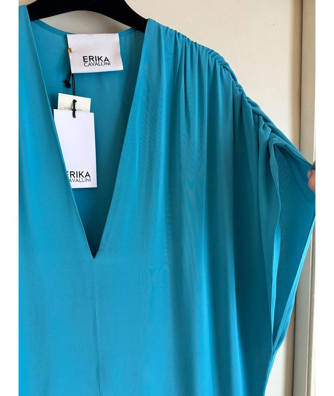 ERIKA CAVALLINI Бирюзовое ацетатное вечернее платье, фото 7