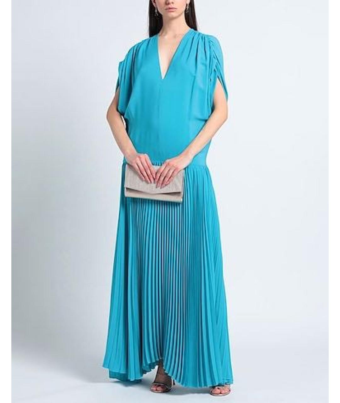 ERIKA CAVALLINI Бирюзовое ацетатное вечернее платье, фото 2