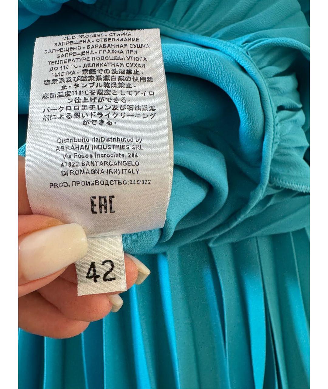 ERIKA CAVALLINI Бирюзовое ацетатное вечернее платье, фото 8