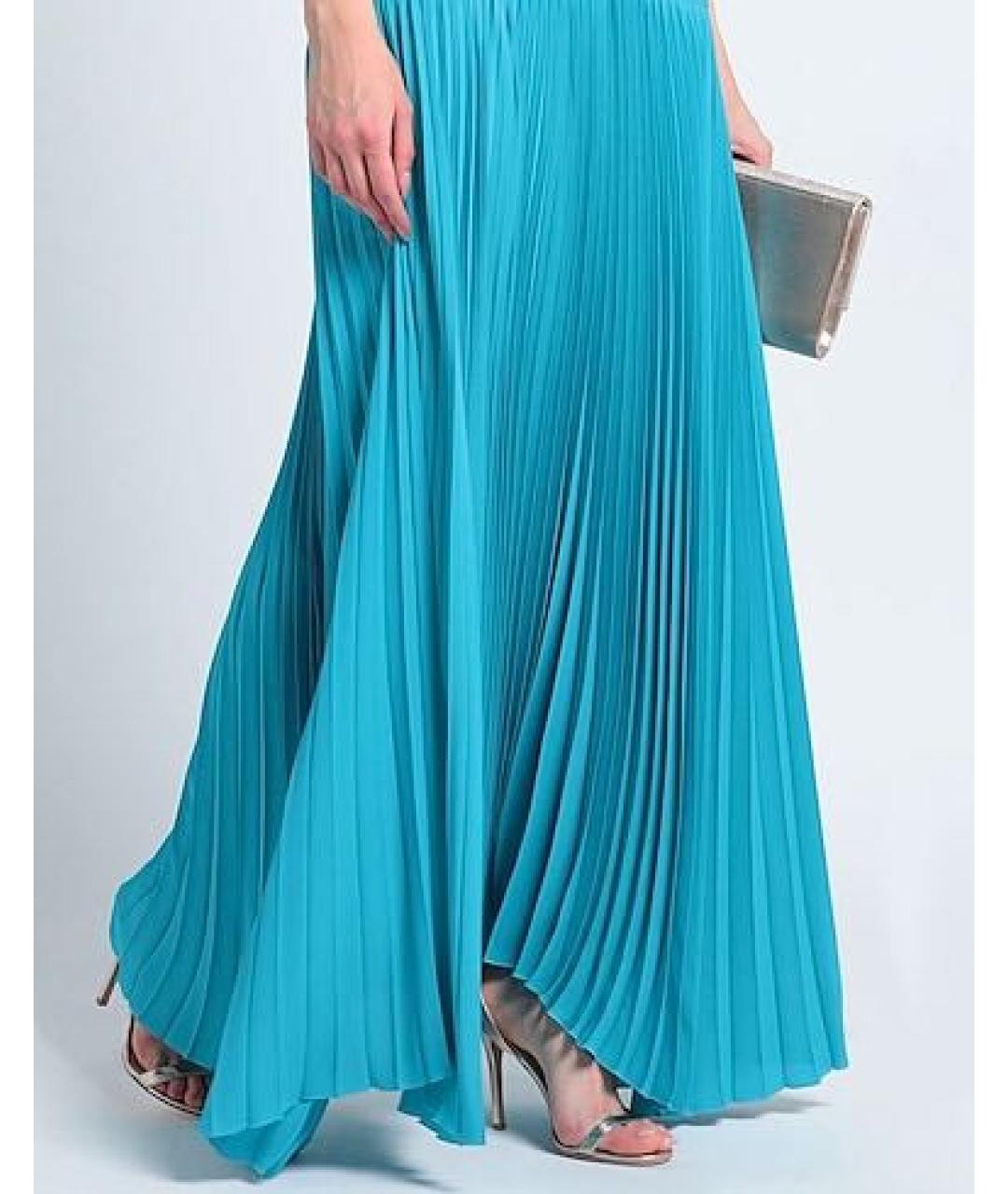 ERIKA CAVALLINI Бирюзовое ацетатное вечернее платье, фото 4