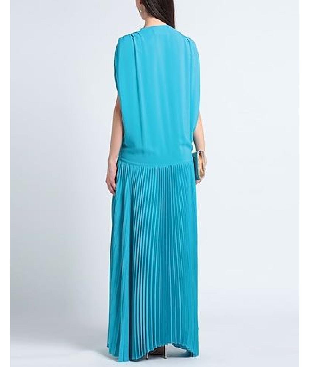 ERIKA CAVALLINI Бирюзовое ацетатное вечернее платье, фото 3