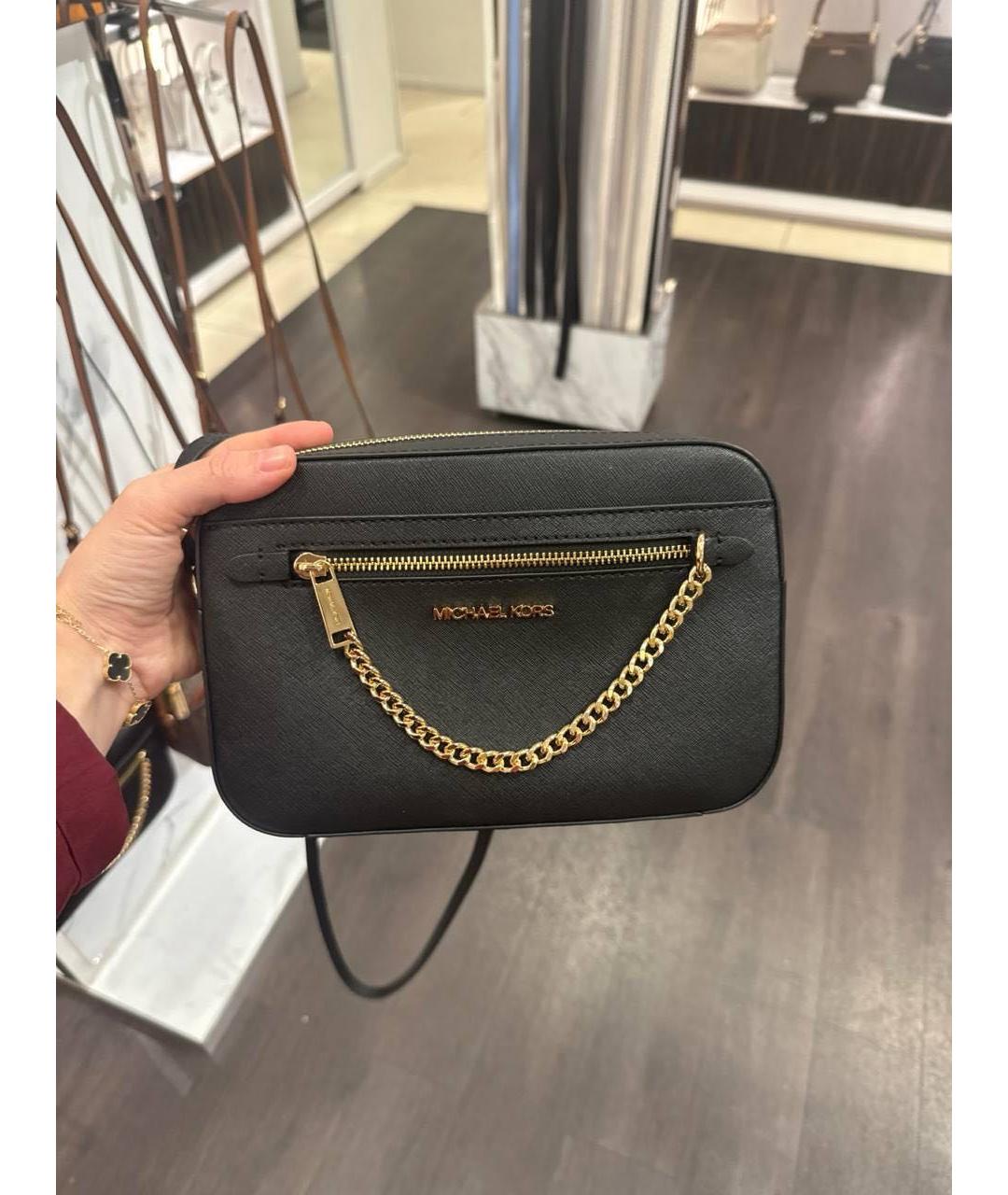 MICHAEL KORS Черная кожаная сумка через плечо, фото 5