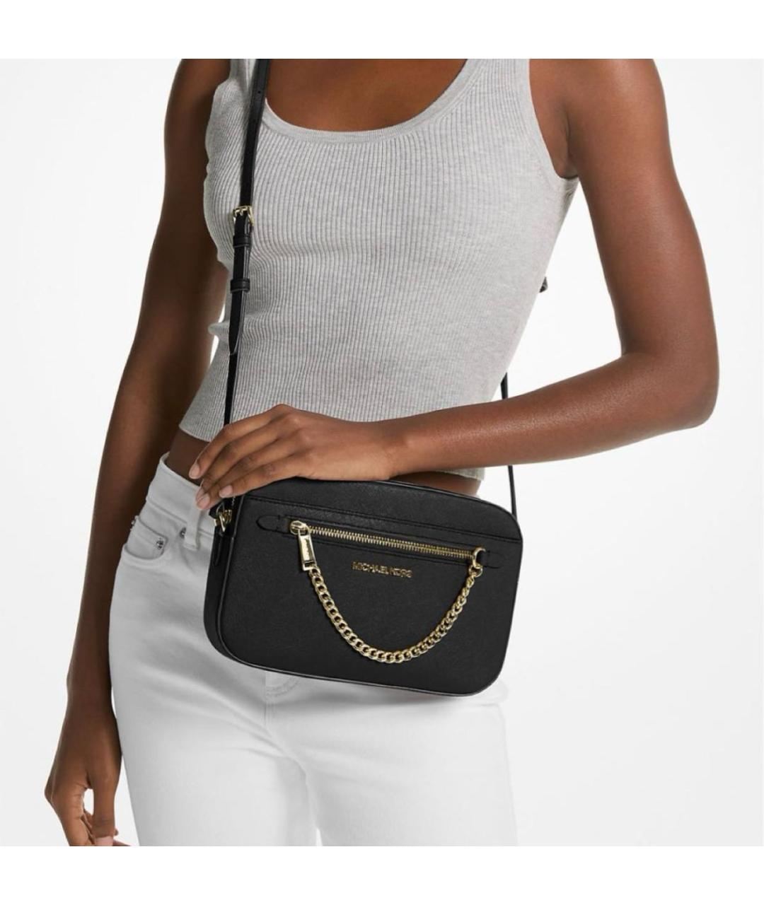 MICHAEL KORS Черная кожаная сумка через плечо, фото 4