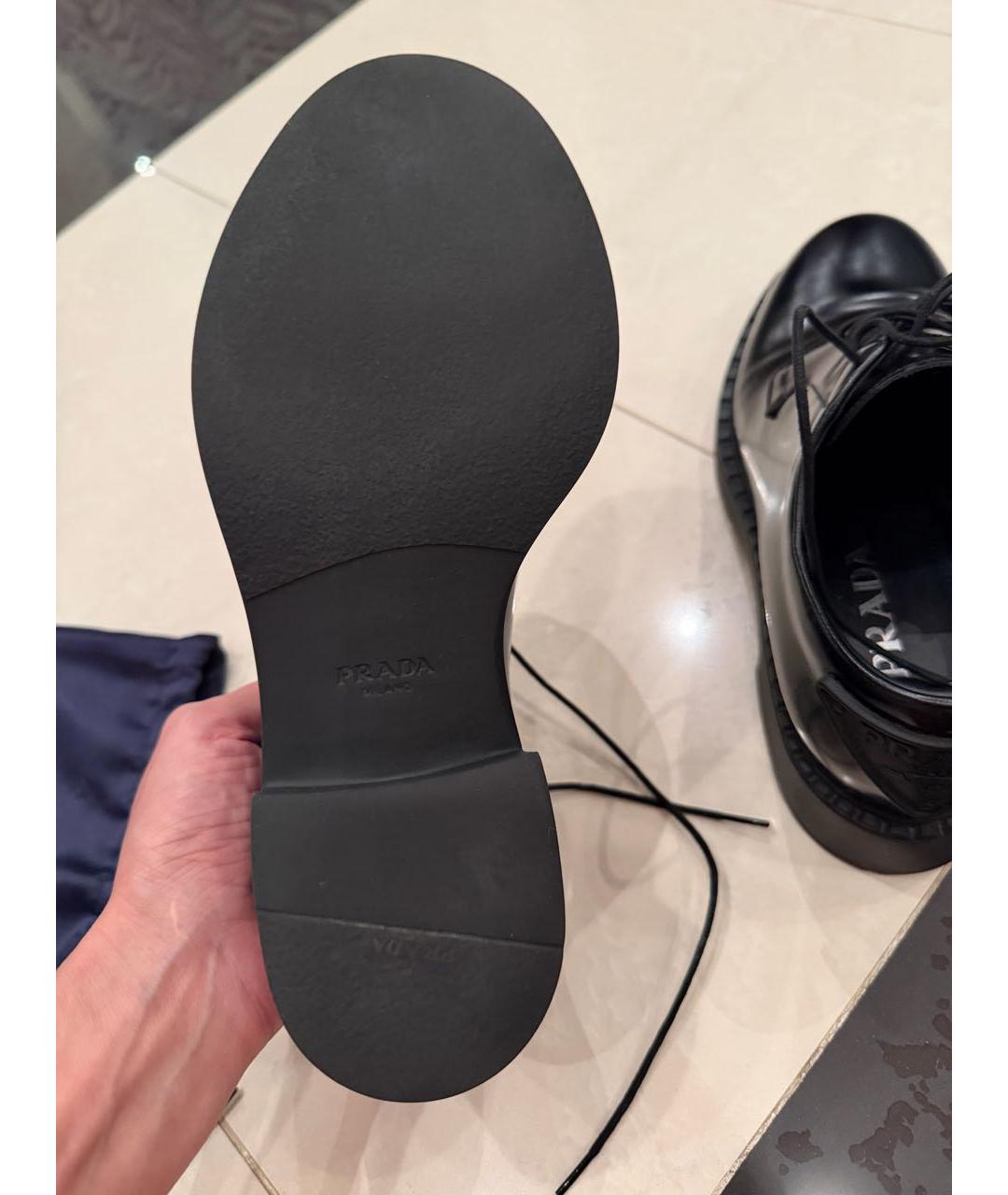 PRADA Черные кожаные лоферы, фото 4