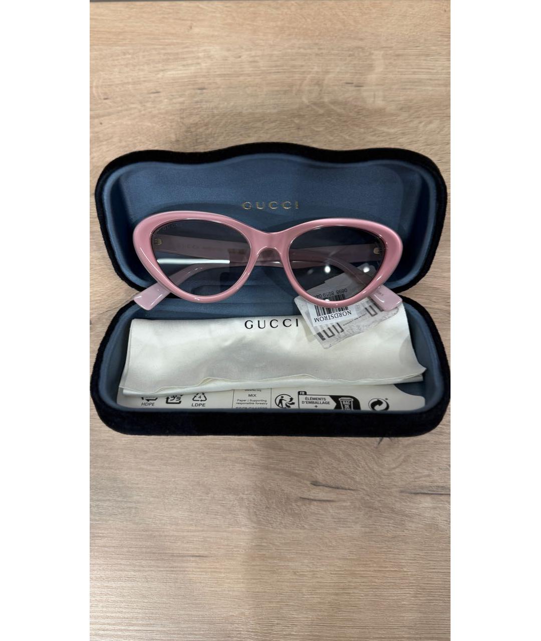 GUCCI Розовые пластиковые солнцезащитные очки, фото 4