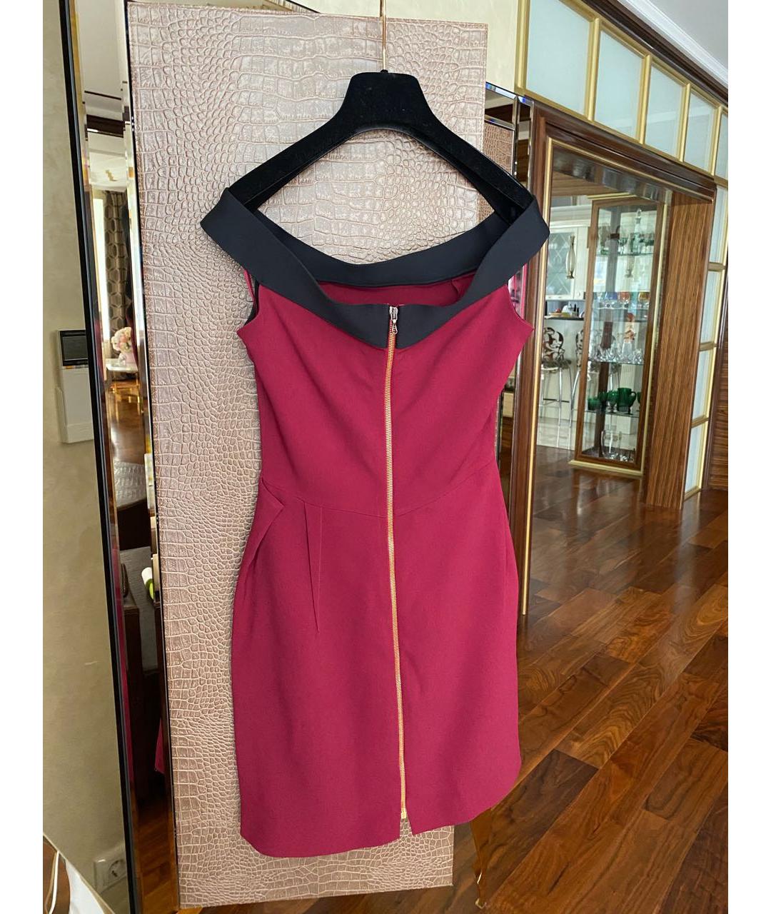 ROLAND MOURET Бордовое вискозное коктейльное платье, фото 3
