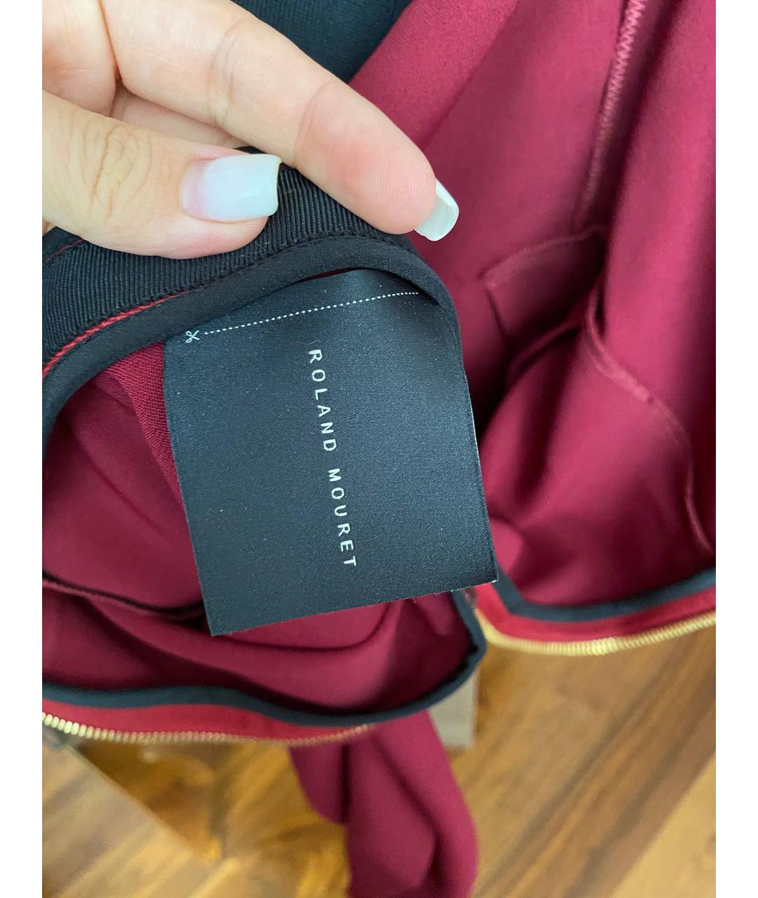 ROLAND MOURET Бордовое вискозное коктейльное платье, фото 4
