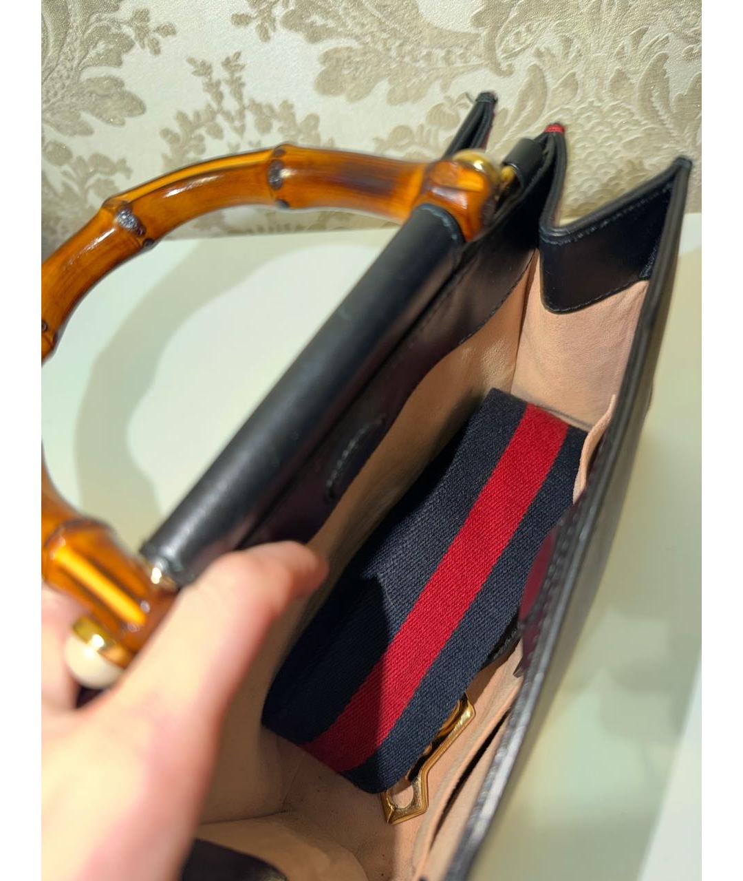 GUCCI Черная кожаная сумка с короткими ручками, фото 5