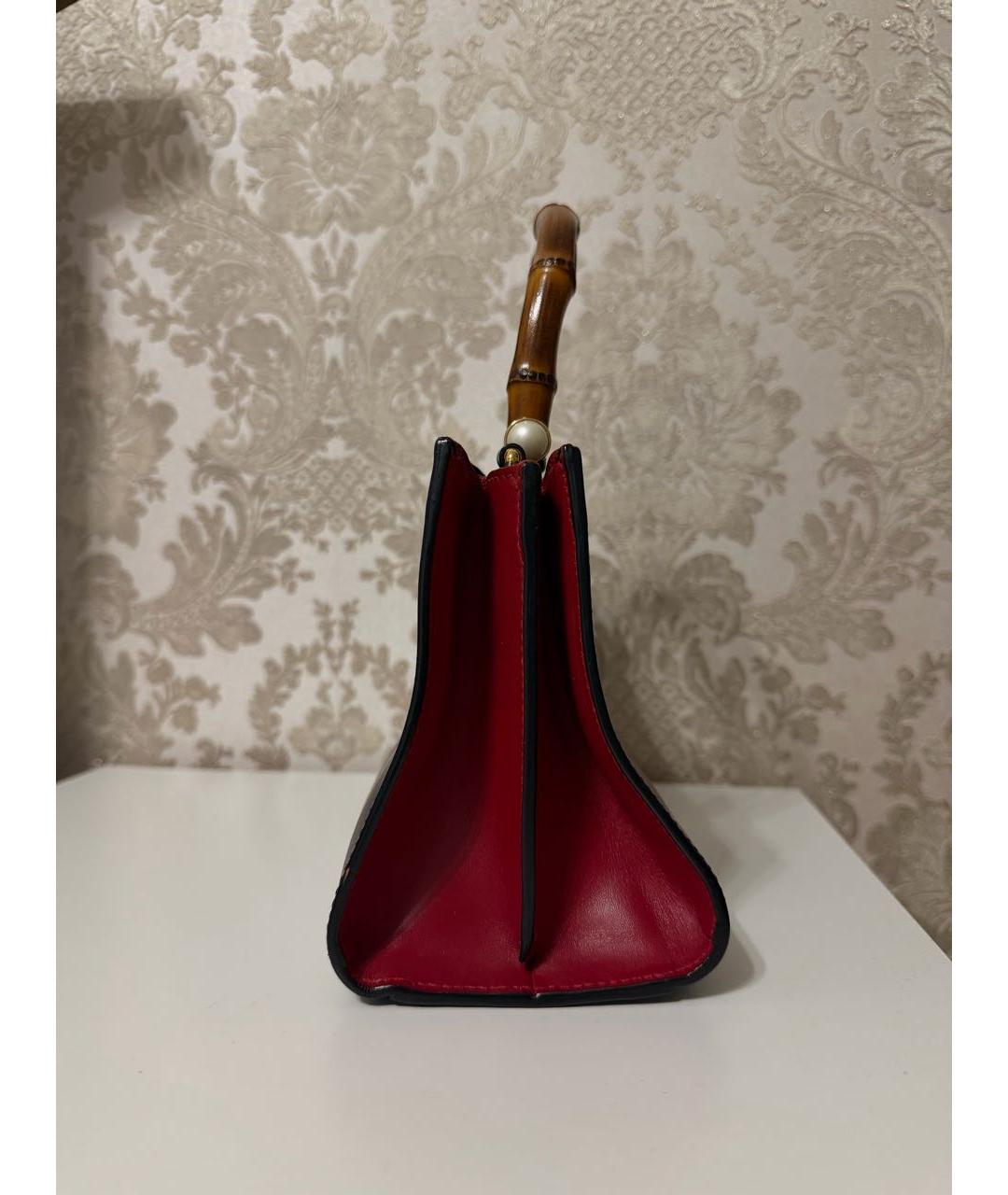 GUCCI Черная кожаная сумка с короткими ручками, фото 4