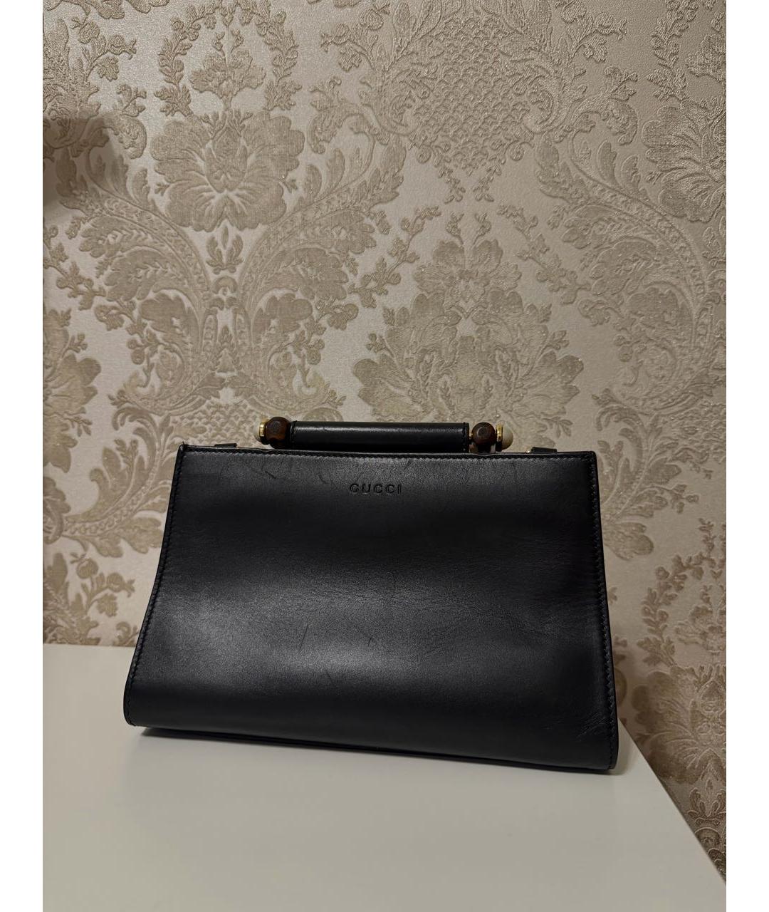 GUCCI Черная кожаная сумка с короткими ручками, фото 3