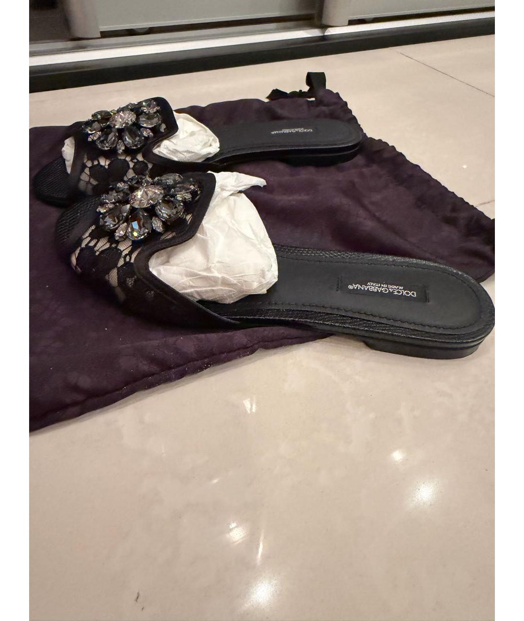 DOLCE&GABBANA Черные текстильные шлепанцы, фото 2